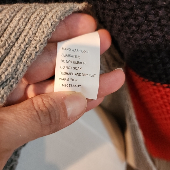 EIGHT EIGHT EIGHT woman’s Cotton Knit Sweater Blue/Gray/Orange Size M New - Picture 4 of 8